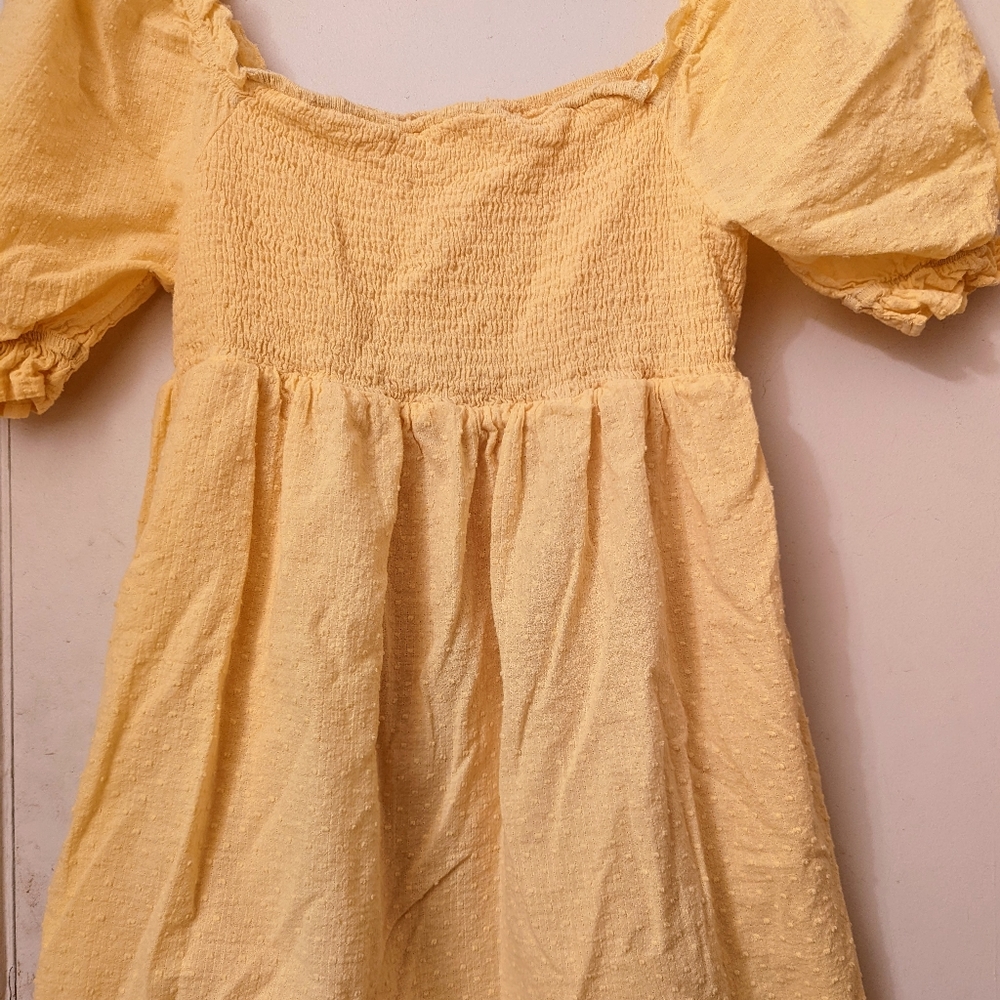 SHEIN Yellow Puff Sleeve Dress